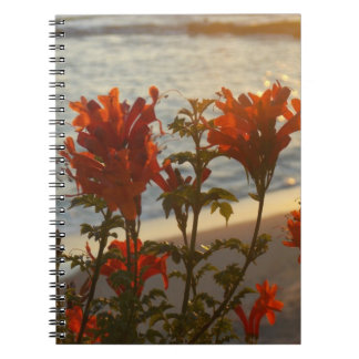 Flowery Beach Sunset Spiral Notebook