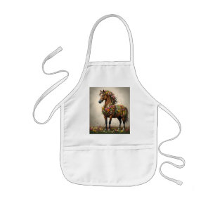 Flowery Brown Horse Fantasy Garden,  Kids Apron