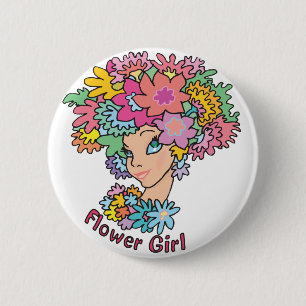 Flowery Flower Girl Button