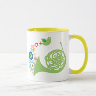Flowery French Horn Music Gift Mug
