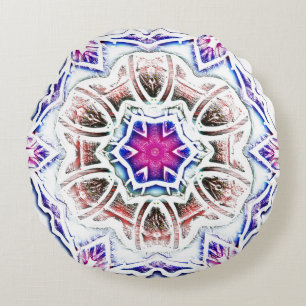 Flowery in plaster texture, soft shadow on white round cushion