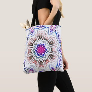 Flowery in plaster texture, soft shadow on white tote bag
