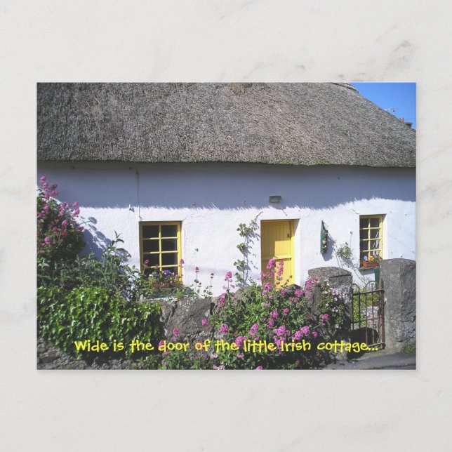 Flowery Irish Cottage Postcard (Front)