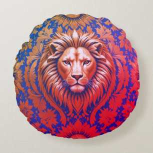 Flowery Lion Grade A Cotton Round Cushion