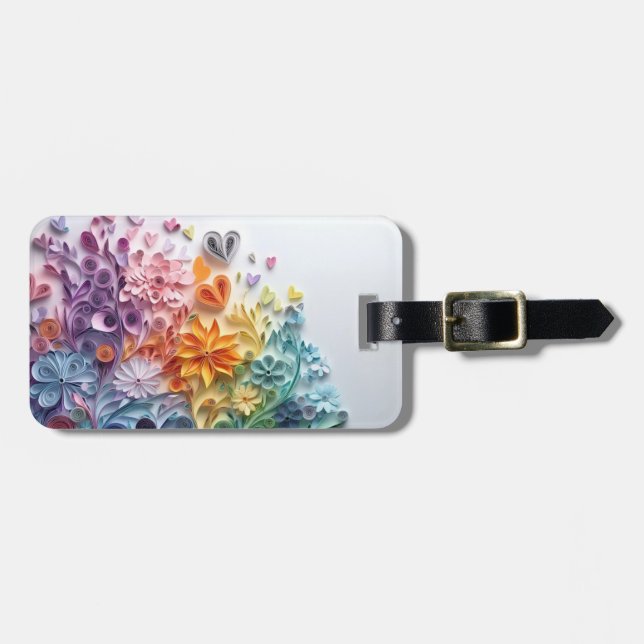Flowery luggage tag (Front Horizontal)