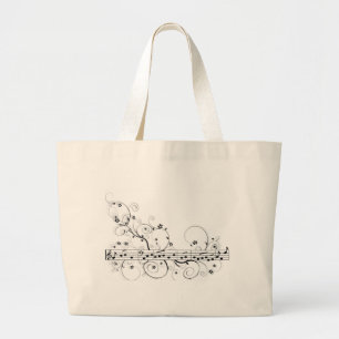 Flowery Music Large Tote Bag