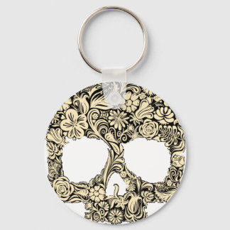 Flowery Ornate Skull Key Ring