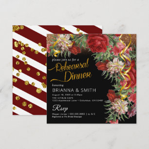 Flowery Rehearsal Dinner Calligraphy Invitation