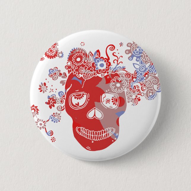 Flowery Skull Button (Front)