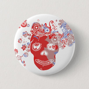 Flowery Skull Button
