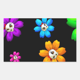Flowery skulls rectangular sticker