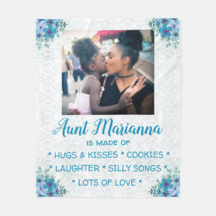 Flowery "What Aunt is Made Of" Fleece Blanket