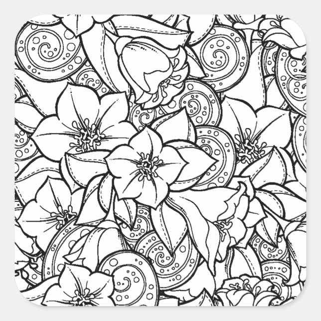 Flowery Zendoodle Square Sticker (Front)