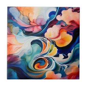 Flowing Abstract Alcohol Ink Tile