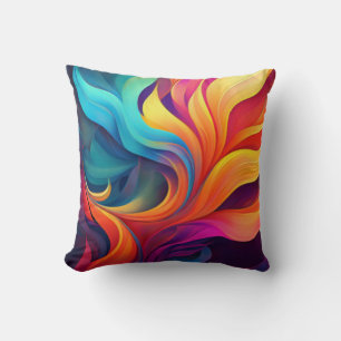Flowing Abstract Colorful Art Design Cushion