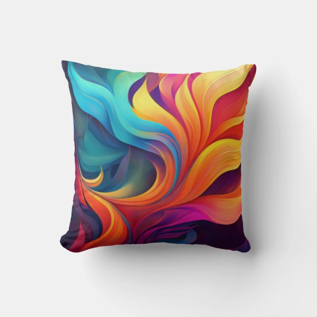 Flowing Abstract Colorful Art Design Cushion (Front)