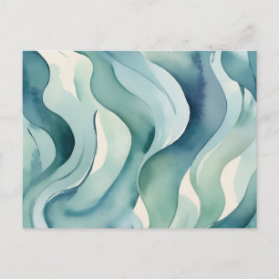Flowing Abstract Pattern Soft Watercolor Waves Postcard