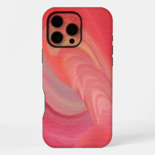 Flowing Abstract Swirls in Red, Pink, and Peach iPhone 16 Pro Max Case