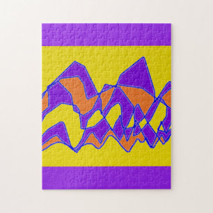 Flowing art patten purple and mustard colours jigsaw puzzle