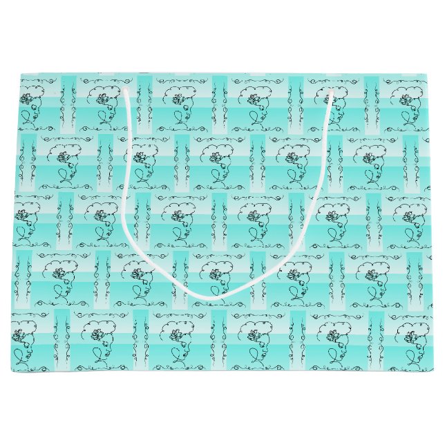 Flowing Beauty Aqua Horizontal Gift Bag  (Front)