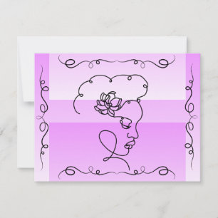 Flowing Beauty: Lavender Line Art Blank Card