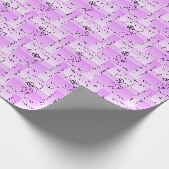 Flowing Beauty: Lavender Line Art Gift Wrap Roll (Corner)