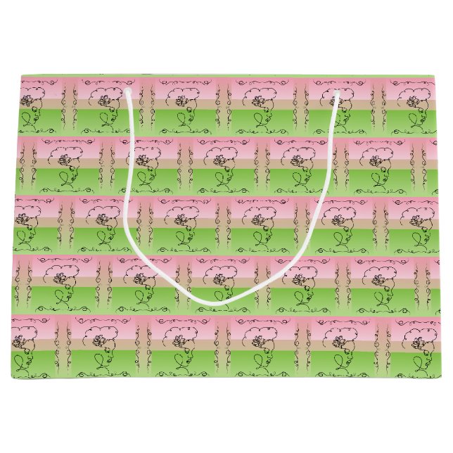 Flowing Beauty Peony Horizontal Gift Bag  (Front)