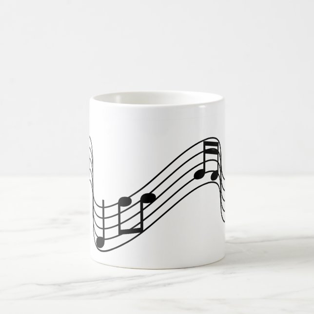 Flowing Black Musical Notes on a Scale Coffee Mug (Center)