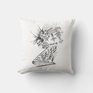 Flowing Black White Abstract Tribal Tattoo Art Cushion