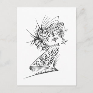 Flowing Black White Abstract Tribal Tattoo Art Postcard