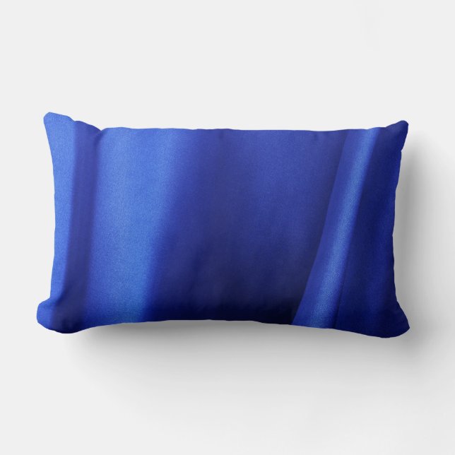 Flowing Blue Silk Fabric Abstract Lumbar Cushion (Front)
