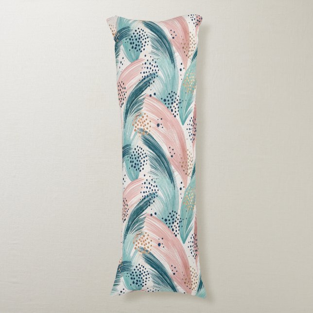 Flowing Brushstroke & Gold Dot Abstract Pattern Body Cushion (Front Vertical)