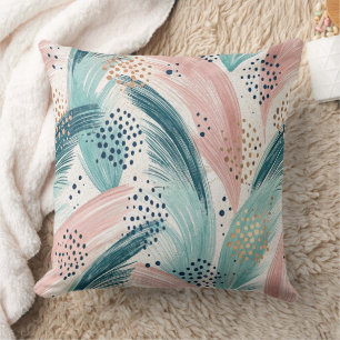 Flowing Brushstroke & Gold Dot Abstract Pattern Cushion
