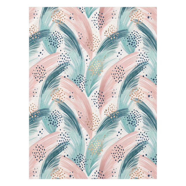 Flowing Brushstroke & Gold Dot Abstract Pattern Tablecloth (Front)