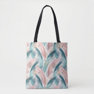Flowing Brushstroke & Gold Dot Abstract Pattern Tote Bag