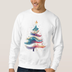 Flowing Christmas Tree Abstract Wave Holiday Sweatshirt