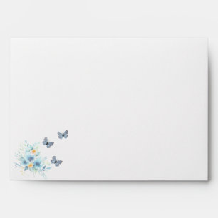 "Flowing Colourful Watercolor Blue Flower Wedding Envelope