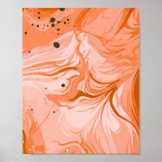 Flowing Coral and Peach Swirls Poster