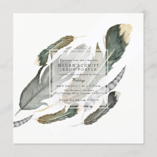 Flowing Feathers Watercolor | Wedding Invitation