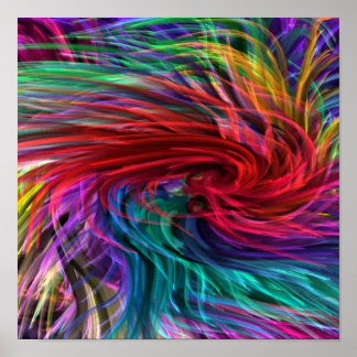 Flowing Fibre Art : Colourful Rainbow Graphics Poster
