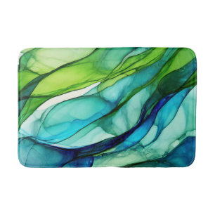 Flowing forms in green and blues bath mat