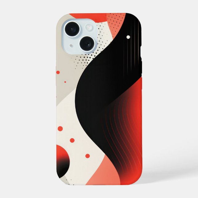 Flowing forms with circles  iPhone 15 case (Back)