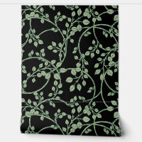 Flowing Green Vine Pattern On Black