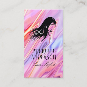 Flowing Hair   Liquid Pastel Colours Business Card
