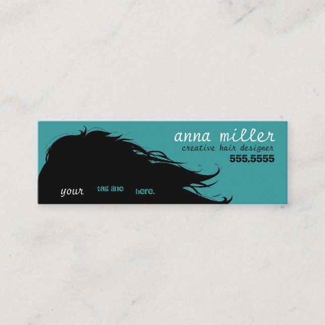 flowing hair mini business card (Front)
