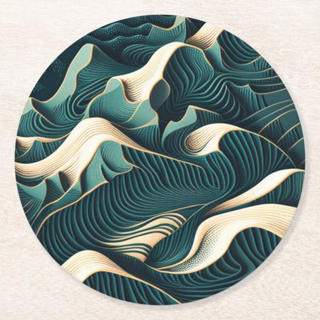 Flowing Harmony Round Paper Coaster (Front)