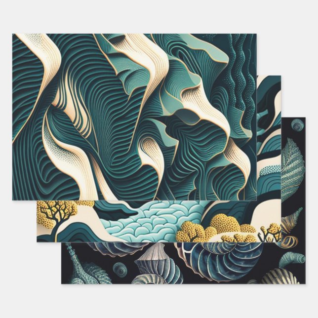 Flowing Harmony Wrapping Paper Sheet (Set)
