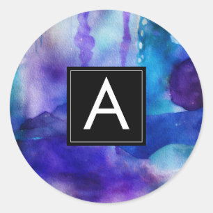 Flowing Light Abstract Watercolor Classic Round Sticker
