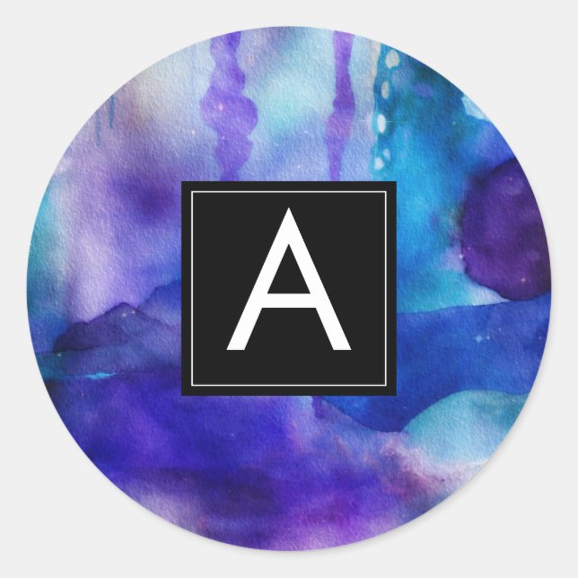  Flowing Light | Abstract Watercolor   Classic Round Sticker (Front)