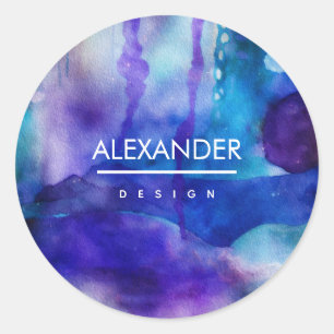  Flowing Light   Abstract Watercolor   Classic Round Sticker